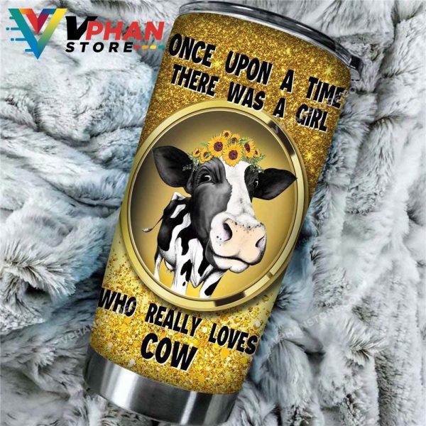 Once Upon A Time There Was A Girl Who Loves Cows Vacuum Tumbler Mug