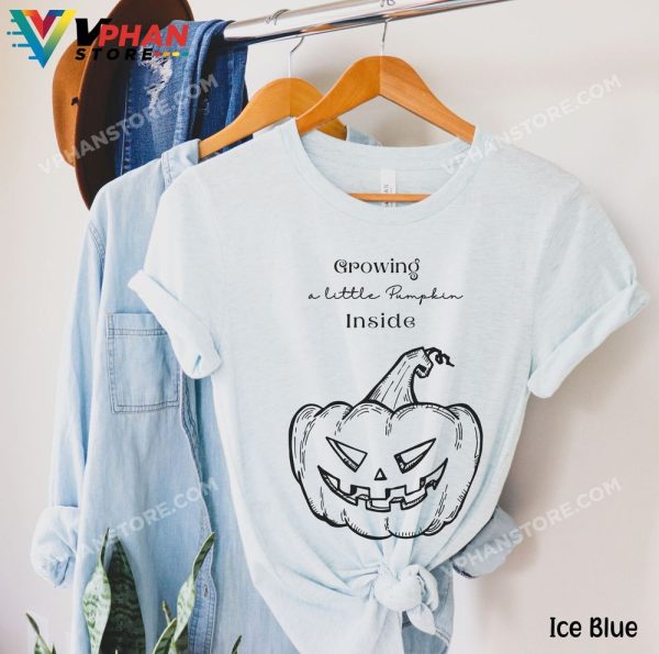 Growing A Little Pumpkin Inside Halloween Pregnancy Announcement Costume Witchy Clothes Pumpkin Shirt