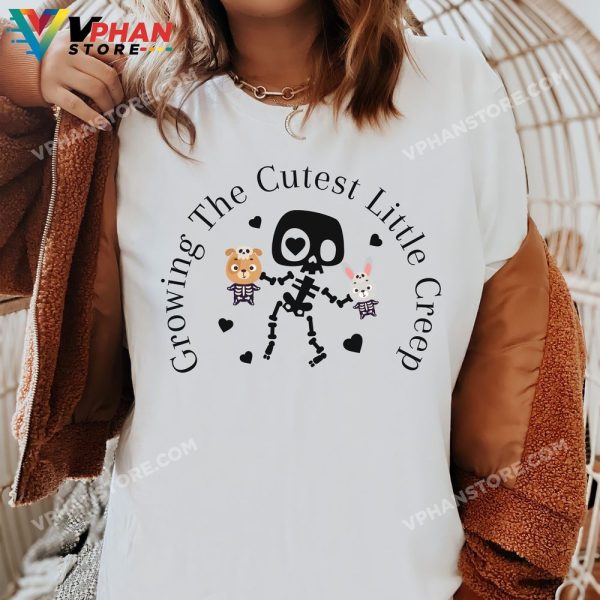 Growing The Cutest Little Creep Funny Baby Skeleton Halloween Pregnancy Announcement Bumps First Shirt