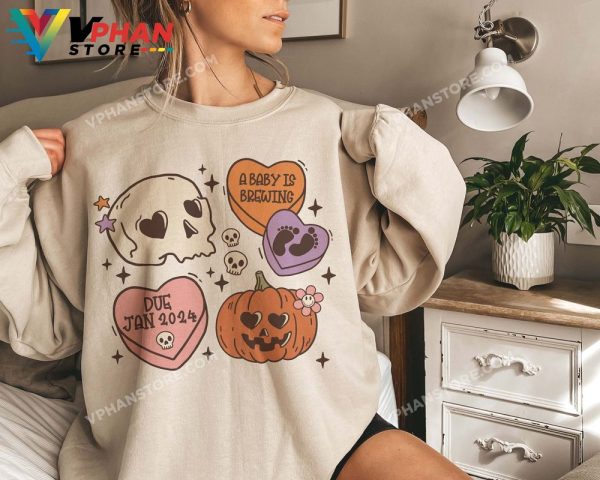 Halloween Pregnancy Announcement Baby Is Brewing Sweatshirt Gift For Expecting Maternity