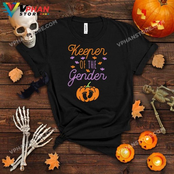 Keeper Of The Gender Halloween Reveal Spooky Pumpkin Pregnancy Announcement T-Shirt