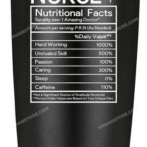 Nurse Nutritional Facts Travel Mug Tumbler Funny Nurses Gifts