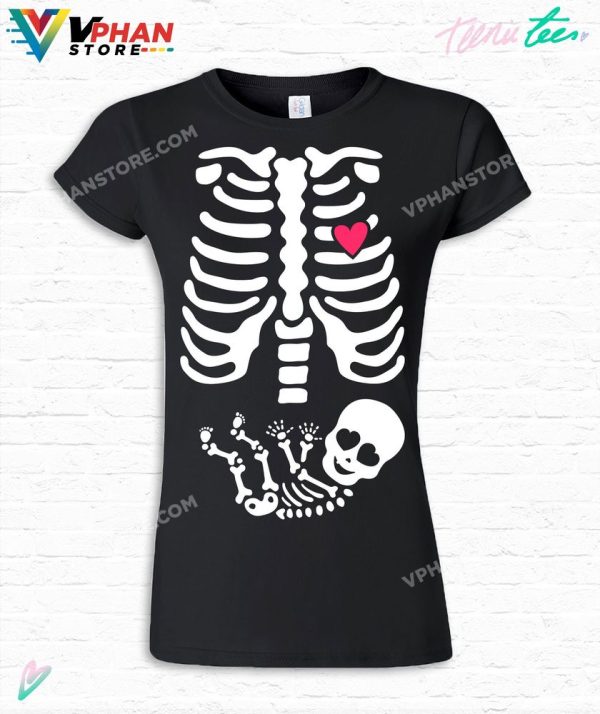 Skeleton Baby Halloween Mother Pregnant Pregnancy Costume Mom Infant Shower T-Shirt