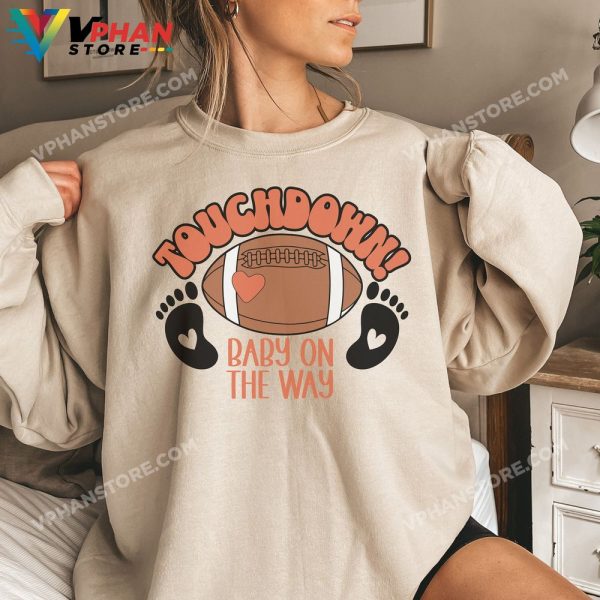 Touchdown Baby On The Way Football Reveal Maternity Shirt Mom To Be New Mommy Pregnancy Announcement Tee Fall Baby Shirt