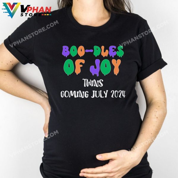 Twin Pregnancy Reveal Couples Personalized Halloween Baby Announcement Mom Dad To Be Shirt