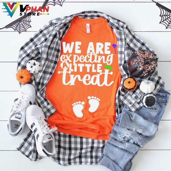 We Are Expecting A Little Treat Halloween Pregnancy Announcement Shirt Mom Baby Reveal Gift