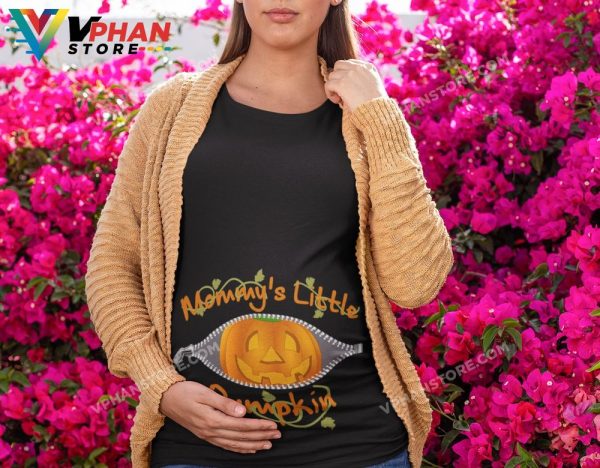 Zippered Pumpkin Maternity Halloween Pregnancy Announcement Shirt Baby Shower Gift