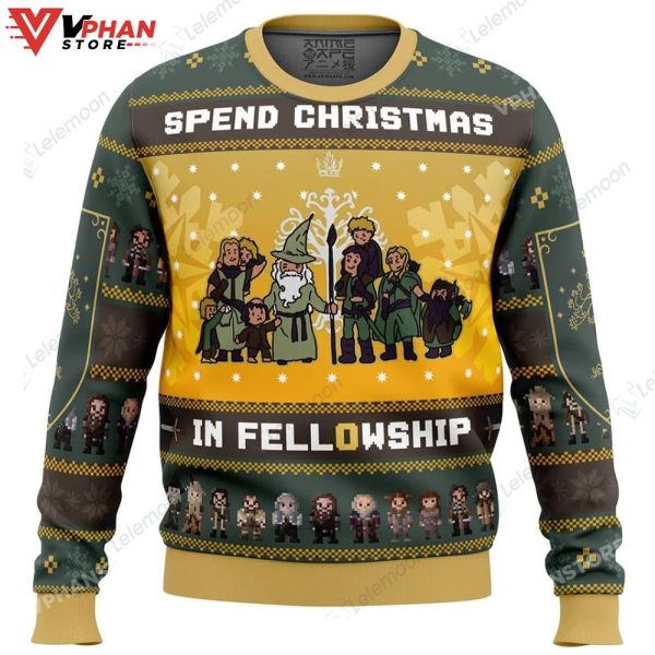 Spend Christmas In Fellowship The Lord Of The Rings Ugly Christmas Sweater