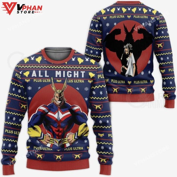 All Might My Hero Academia Anime Christmas Wool Knitted Ugly Sweater