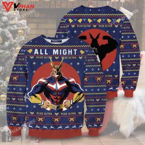 All Might Wool Knitted Sweater Hero Academia Christmas 3D Sweater 1