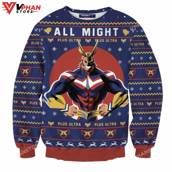 All Might Wool Knitted Sweater, Hero Academia Christmas Sweater