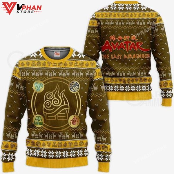 Avatar Airbender Symbols Anime Ugly Christmas Sweater