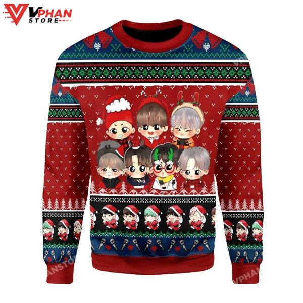 BTS Band Ugly Christmas Sweater All Over Printed