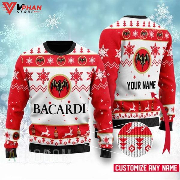 Bacardi Drink Lover Xmas Personalized Xmas Ugly Christmas Sweater