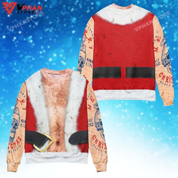 Bad Santa Tattooed Unisex 3D Ugly Vintage Christmas Sweater