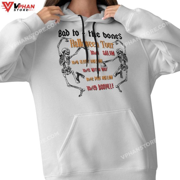 Bad To The Bones Rock And Roll Halloween Tour Skeleton T-Shirt