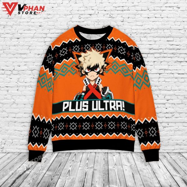 Bakugo Plus Ultra Christmas Sweater, Meme Funny Sweater