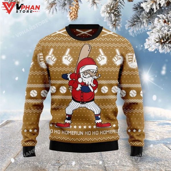 Baseball Santa Ho Ho Homerun Ugly Christmas Sweater