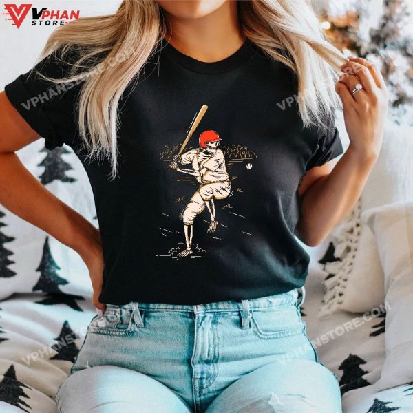 Baseball Skeleton Halloween, Skeleton Playing Baseball T-Shirt