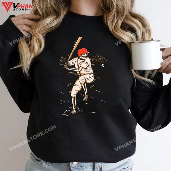 Baseball Skeleton Halloween, Skeleton Playing Baseball T-Shirt