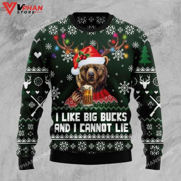 Bear Hunting And Beer 3D Sweatshirt Ugly Christmas Sweater