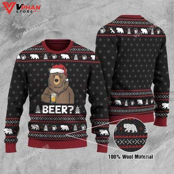 Bear With Beer Christmas Ugly 3D Sweater