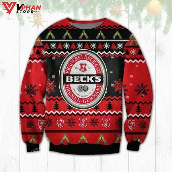 Becks Beer Xmas Ugly Christmas Sweater Wool Knitted