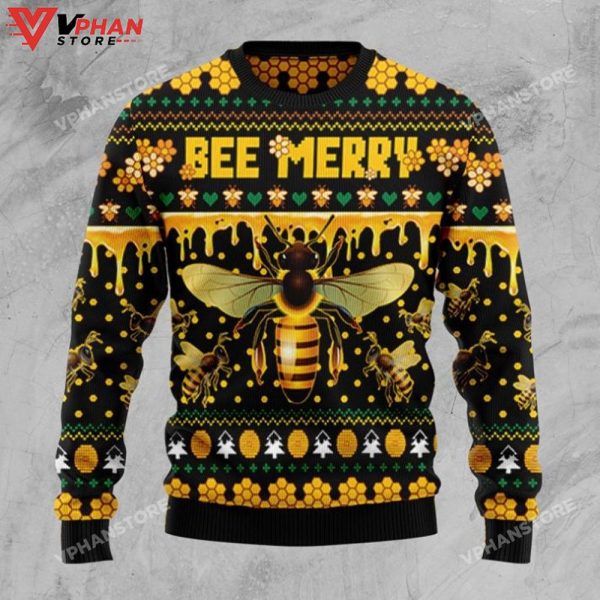 Bee Merry 3D Sweatshirt Ugly Christmas Sweater