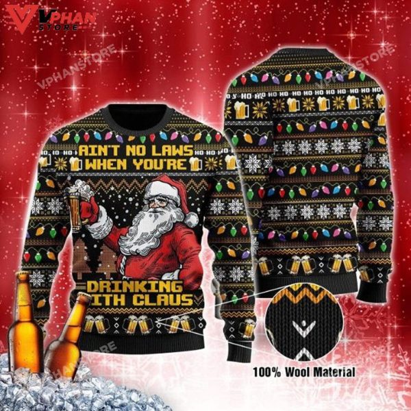 Beer Santa Claus Christmas Sweater All Over Printed