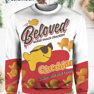 Beloved Baked Snack Crackers Cheddar Christmas Sweater 1