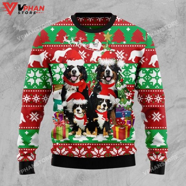 Bernese Mountain Dog Family 3D Ugly Sweater