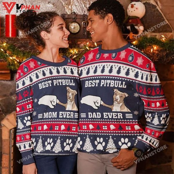 Best Pitbull Dad Ever Ugly Christmas Sweater All Over Printed