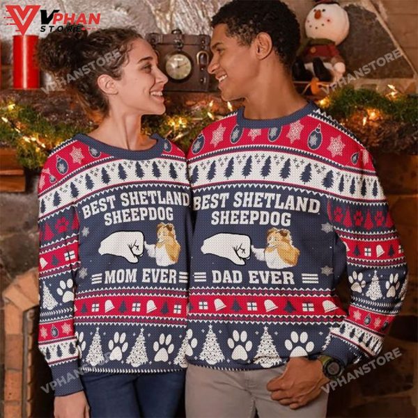 Best Shetland Sheepdog Dad Ever 3D Sweater Ugly Christmas Sweater
