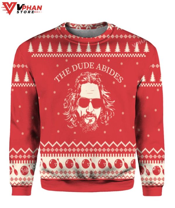 The Dude Abides Big Lebowski Retro Christmas Sweater