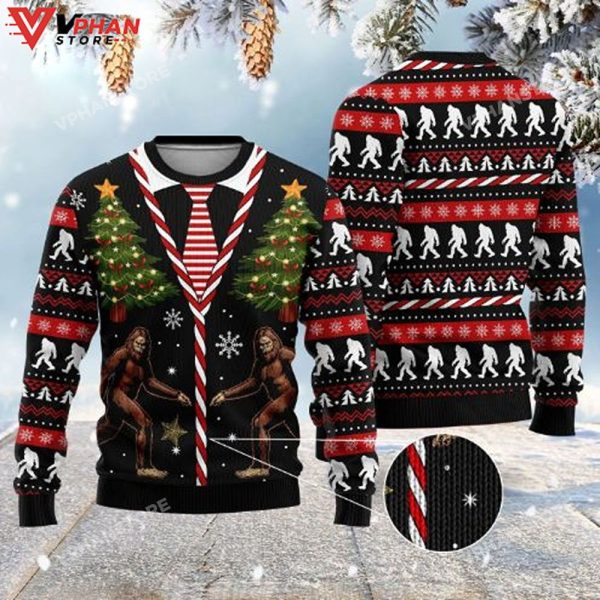 Bigfoot Ugly Christmas Sweater Vintage Wool Knitted Sweatshirt