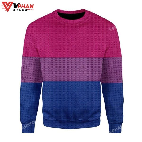 Bisexual Pride Flag 3D Sweatshirt Ugly Christmas Sweater