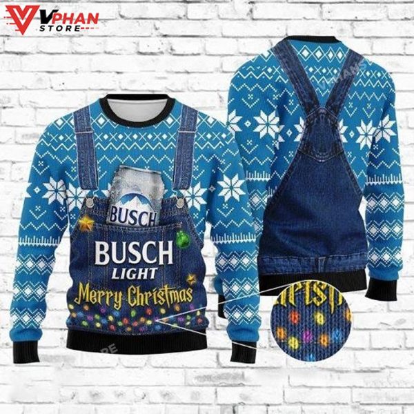 Blue Merry Christmas Busch Light Ugly Christmas Sweater