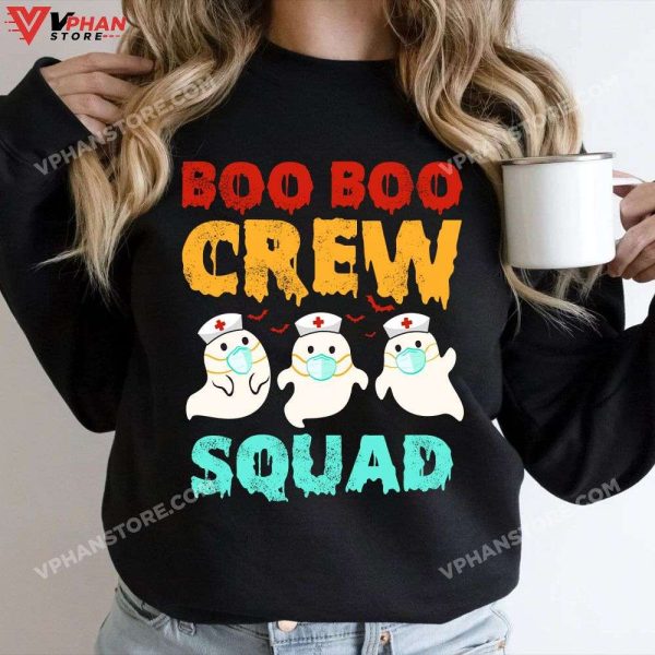 Boo Boo Crew Squad Nurse Cute Funny Halloween Women T-Shirt, Nurse Halloween Costume