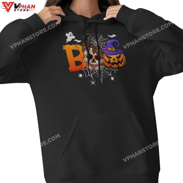 Boo Skull Pumpkin Ghost Skeleton Funny Halloween Costume T-Shirt