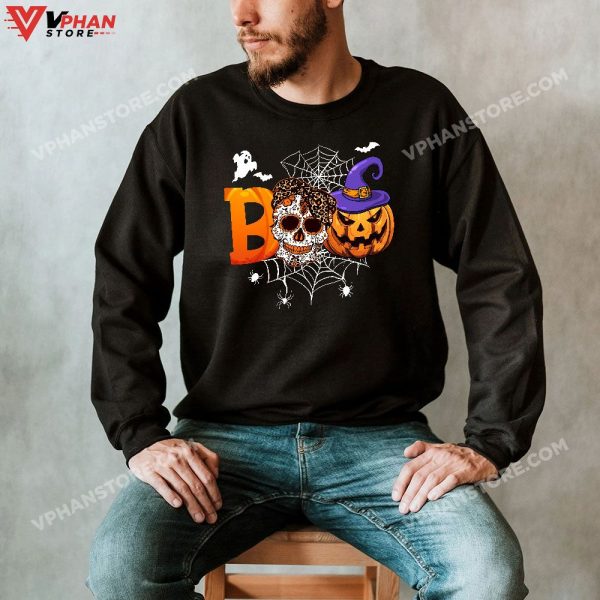 Boo Skull Pumpkin Ghost Skeleton Funny Halloween Costume T-Shirt