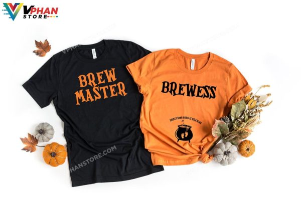 Brew Master Brewess Something Good Is Brewing Shirts Pregnant Couple Halloween Costumes