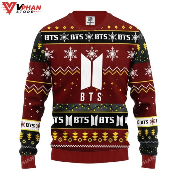 Bts Band Logo 3D Sweatshirt Ugly Christmas Sweater