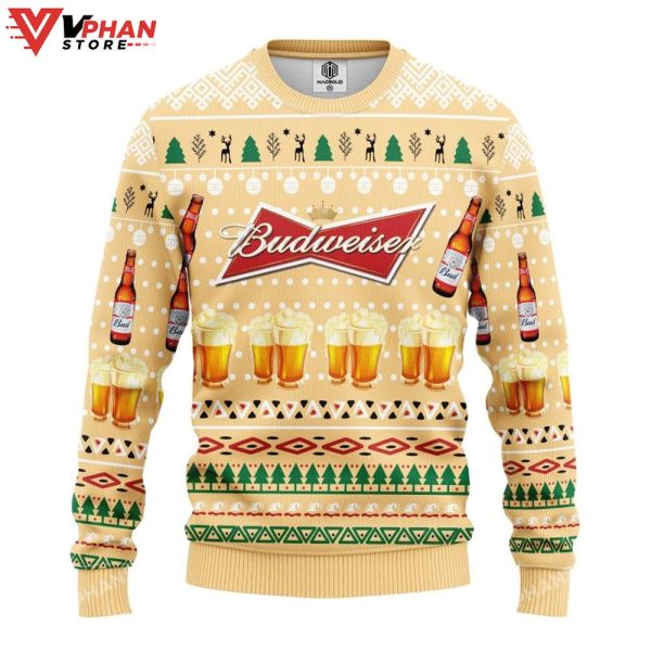 Budweiser Beer 3D Sweatshirt Ugly Christmas Sweater