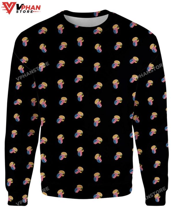 Burger Tongue 3D Sweatshirt Ugly Christmas Sweater