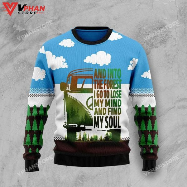 Camping Forest My Soul Xmas 3D Ugly Christmas Sweater