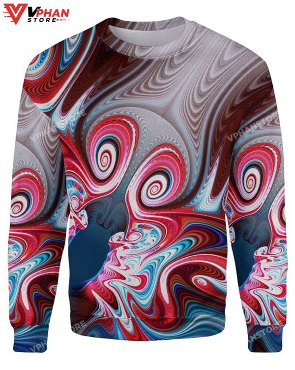 Butterfly Christmas Psychedelic 3D Sweatshirt, Ugly Christmas Sweater