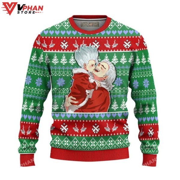 Byakuya x Senku Anime Ugly 3D Christmas Sweater