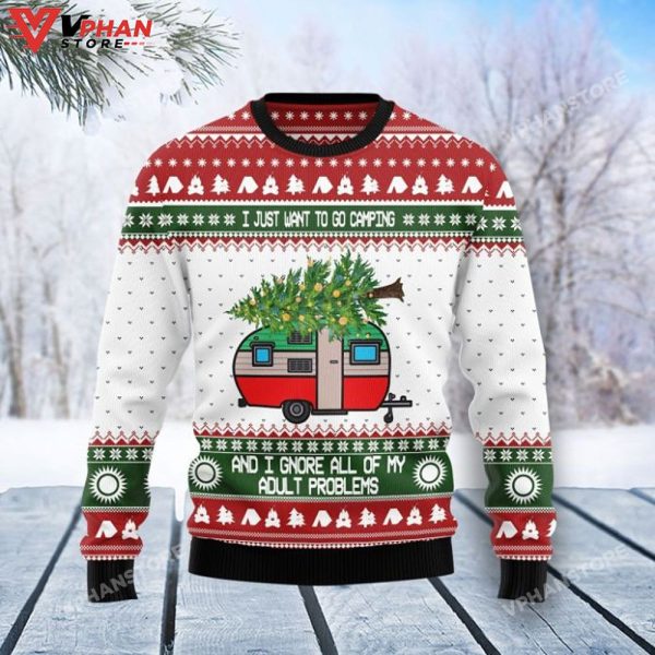 Camping Christmas 3D Sweatshirt, Ugly Christmas Sweater