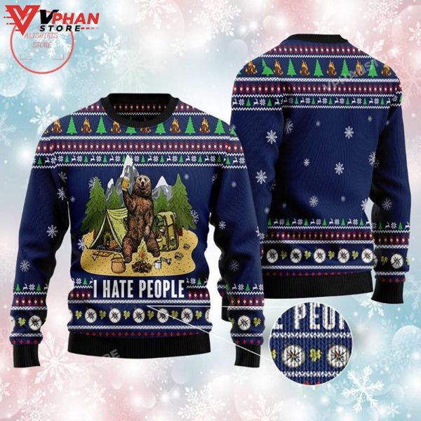 Camping I Hate People Xmas Ugly Christmas Sweater