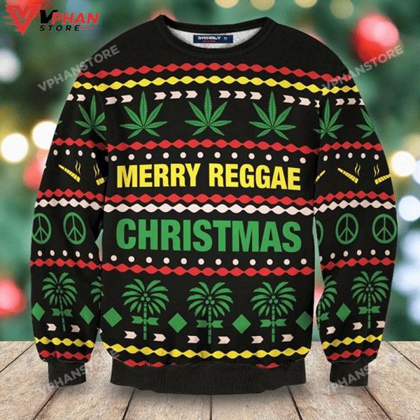 Canabis Merry Reggae 3D Christmas Sweater